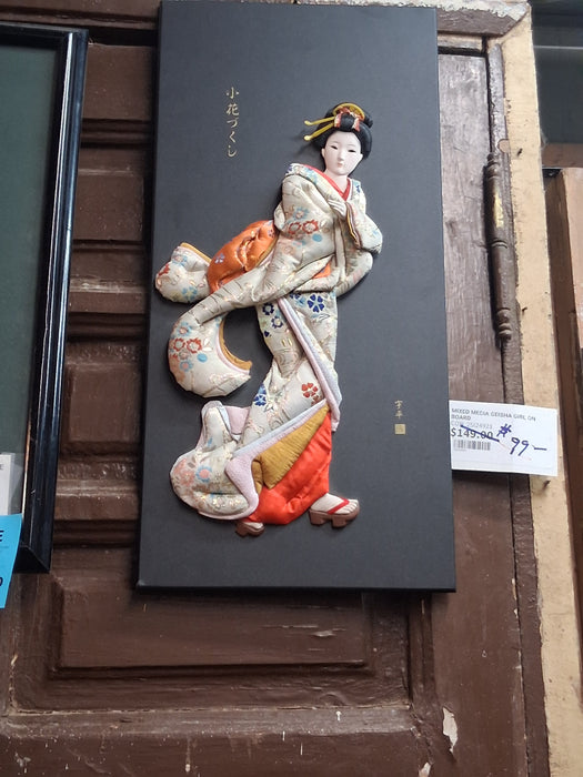 MIXED MEDIA GEISHA GIRL ON BOARD