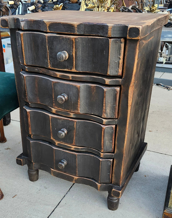 FOUR DRAWER DARK PINE SMALL HEAVY CHEST