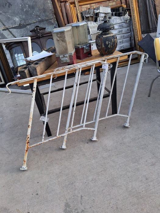 PAIR OF SMALL WHITE IRON STAIR RAILS