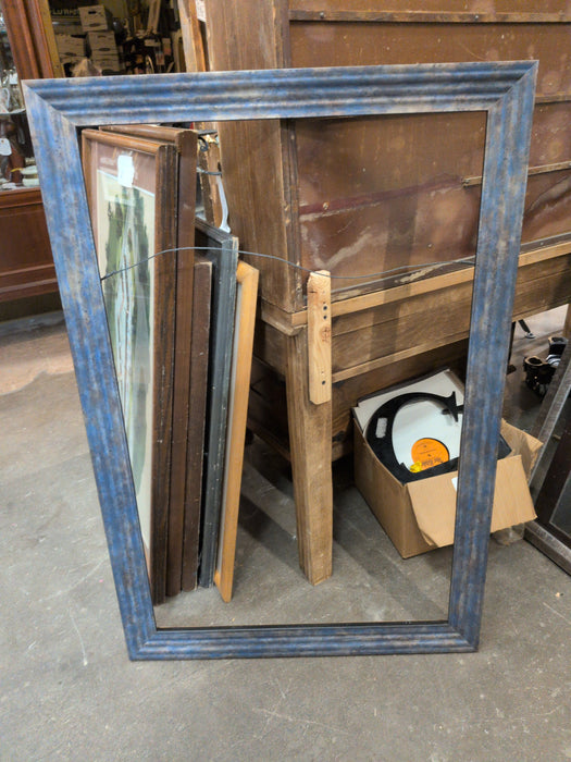 LARGE DISTRESSED BLUE WOOD FRAME