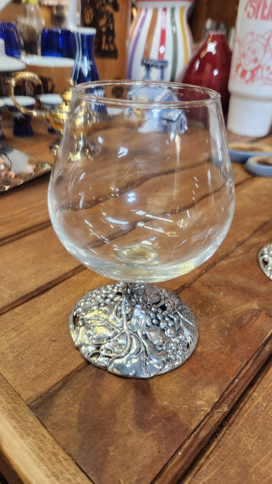 SET OF 4 METAL BASE BRANDY GLASSES