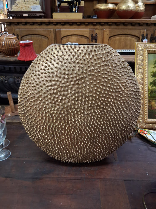 OVAL SPINED METAL VASE