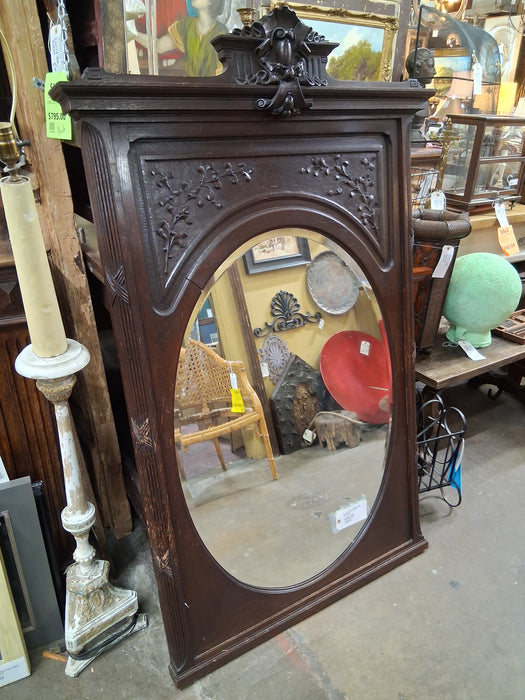 OVAL LOUIS XVI MIRROR OAK AS FOUND