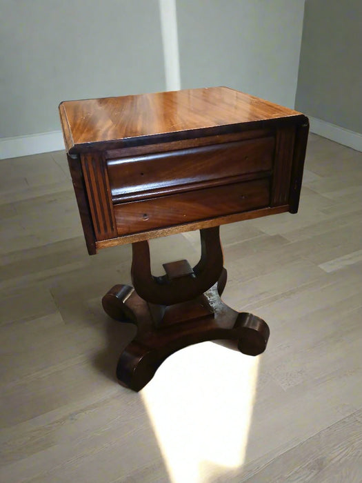 MAHOGANY DROPLEAF 2 DRAWER WORK TABLE-AS FOUND