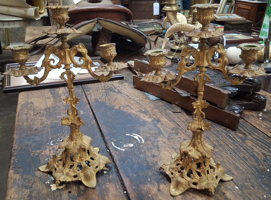 PAIR OF BRONZE CANDLEABRAS