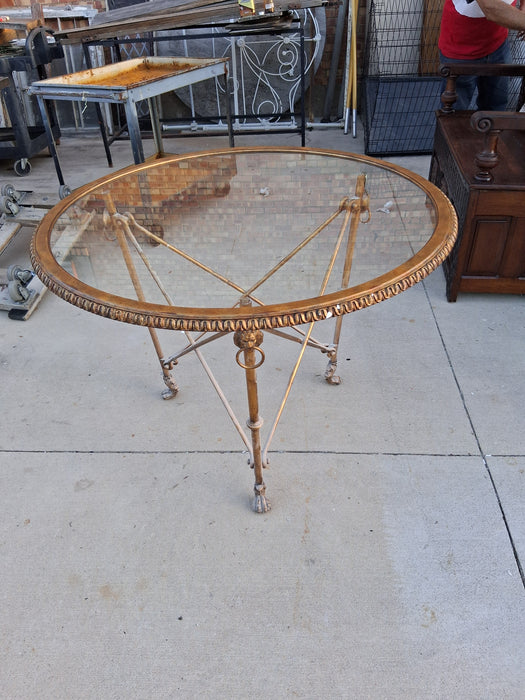 RALPH LAUREN GLASS TOP IRON TABLE