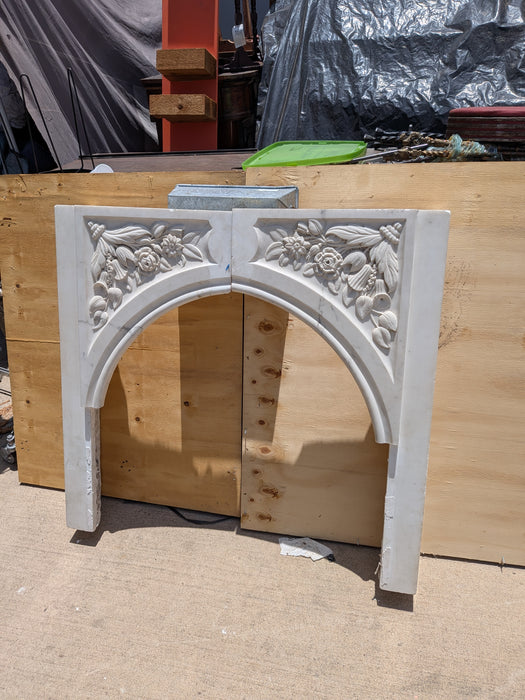 PAIR OF CARVED MARBLE 1/2 ARCH MANTLE PIECES