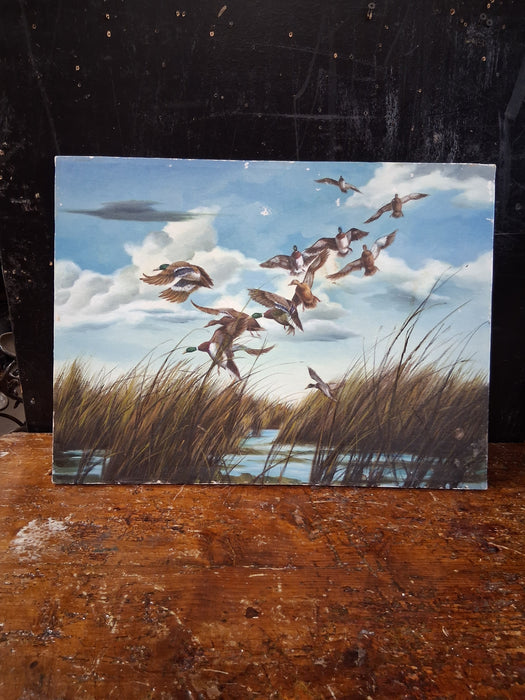 UNFRAMED MALLARD DUCKS FLYING OIL PRINTS