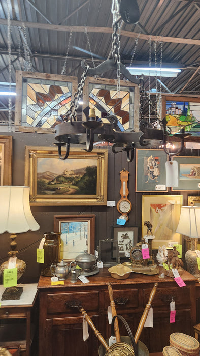 ANTIQUE 4 ARM HOUR GLASS SHAPED IRON FIXTURE