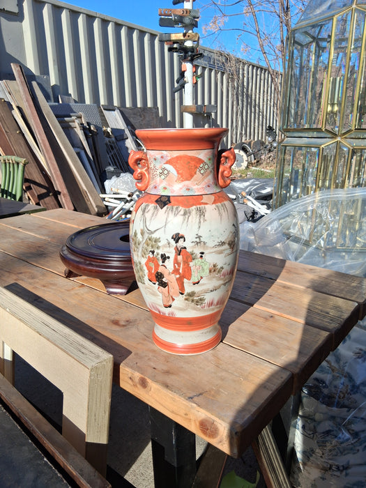PAIR OF CHINESE ORANGE VASES WITH HOLE FOR LAMP