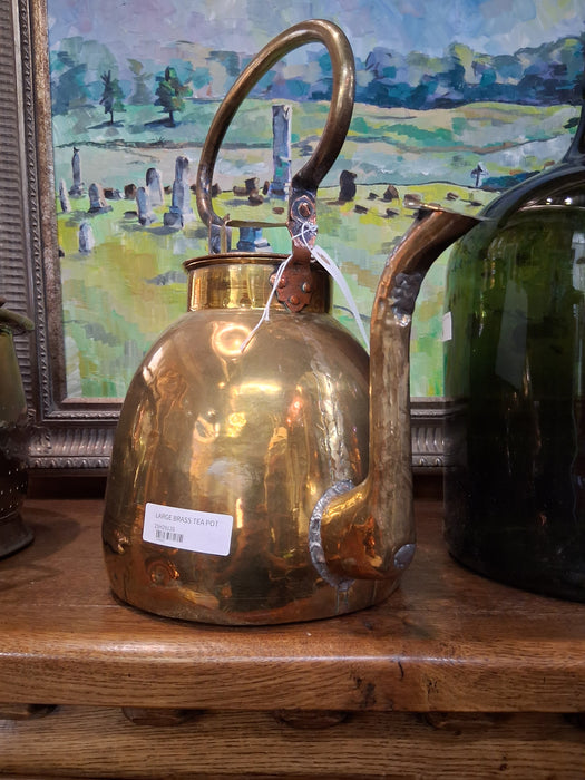 LARGE BRASS TEA POT