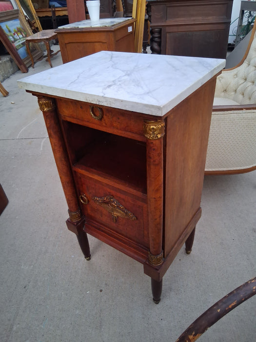 FRENCH EMPIRE MARBLE TOP MAHOGANY SIDE CABINET
