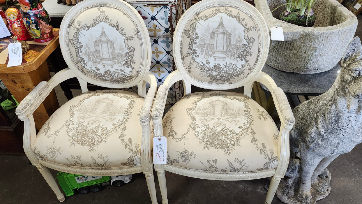 PAIR OF LOUIS XVI OVAL BACK WHITE CHAIRS