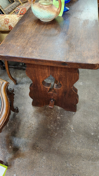 HEAVY OAK NARROW TRESTLE TABLE