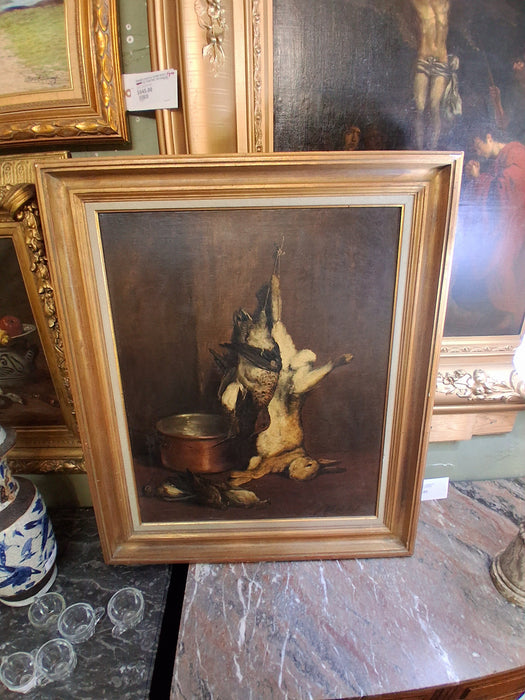 19TH CENTURY MORT GAME OIL PAINTING ON CANVAS