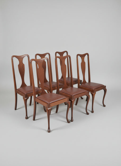 SET OF 6 HIGH BACK QUEEN ANNE CHAIRS