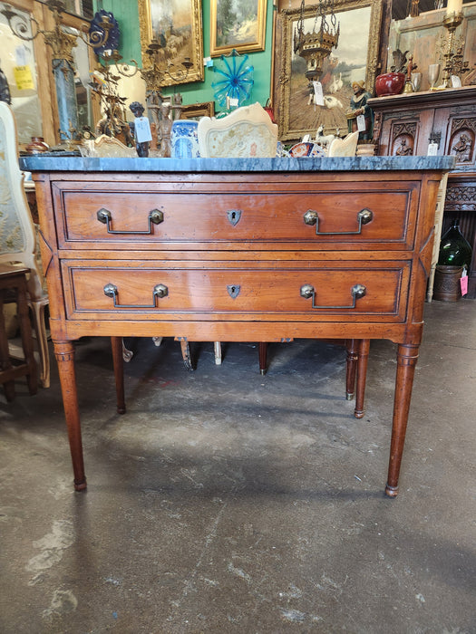 LOUIS XVI 2 DRAWER MARBLE TOP CHEST ON LEGS