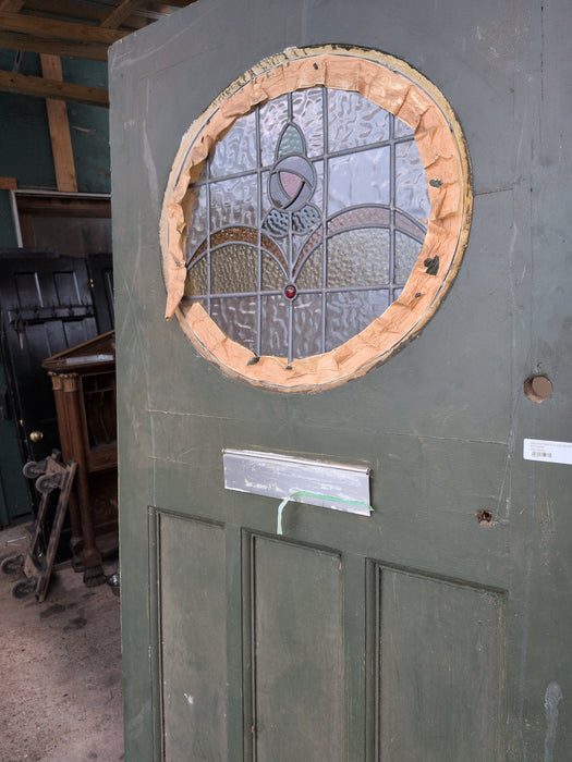 GREEN STAINED GLASS DOOR - AS FOUND