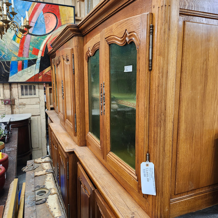 10' LONG LOUIS XV OAK BUFFET DEUX CORPS