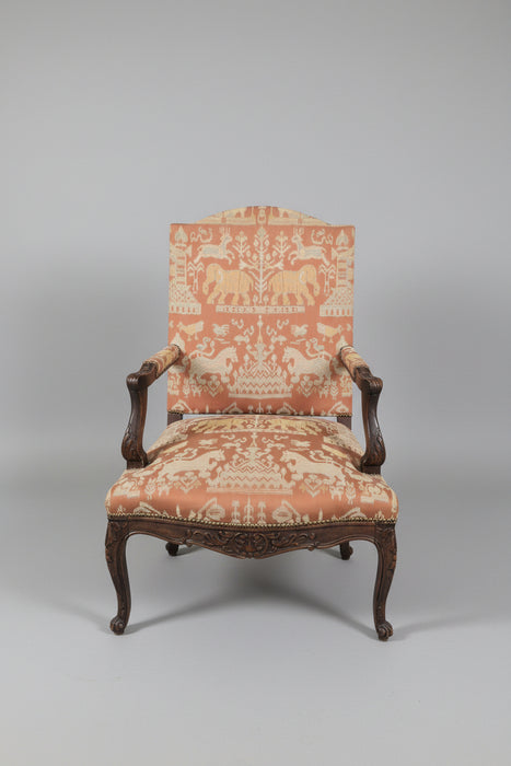 LARGE LOUIS XV LIEGES UPHOLSTERED ARMCHAIR