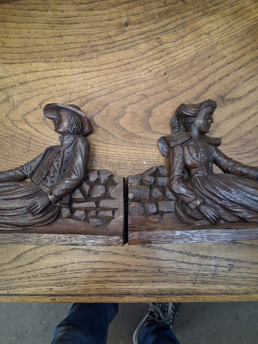 PAIR OF BRITTANY CARVED PEDIMENTS 1 OF 2