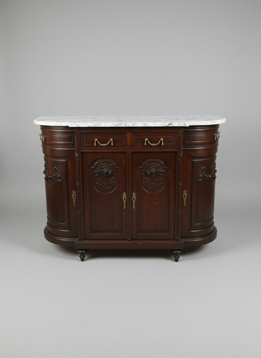LOUIS XVI WHITE MARBLE TOP CURVED SERVER