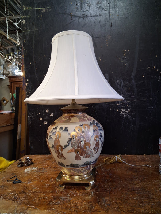 JAPANESE SATSUMA VASE LAMP WITH SHADE