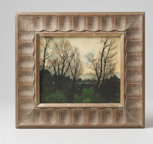 FRAMED LANDSCAPE OIL PAINTING OF LEAFLESS TREES