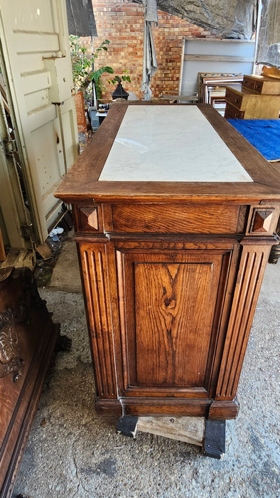SMALL OAK COUNTER WITH MARBLE INSERT
