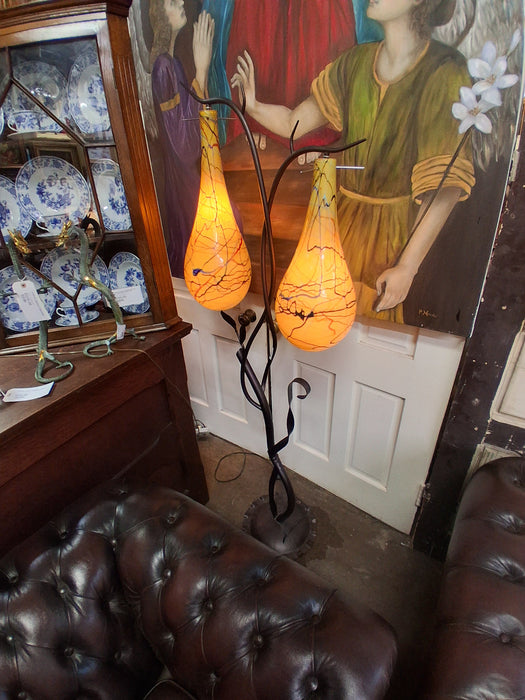 ART GLASS FLOOR LAMP WITH YELLOW GLASS