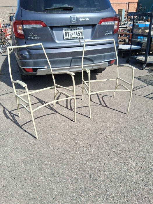 PAIR OF METAL FAUX BAMBOO ARM CHAIR FRAMES
