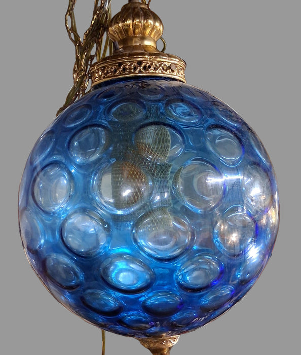 VINTAGE BLUE SPHERE HANGING LIGHT