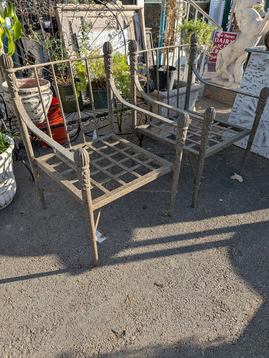 PAIR OF METAL ARM CHAIRS