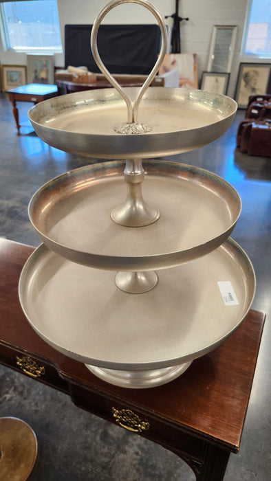 SILVER PLATE TIERED SEREVER TRAY LARGE