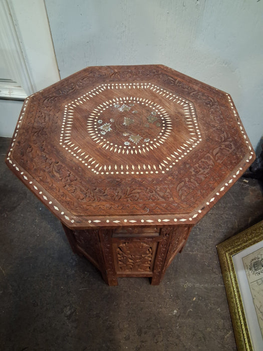 INDIAN TEAK OCTAGON SIDE TABLE