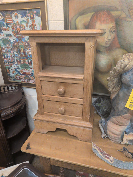 LIGHT RUSTIC OAK STAND WITH NICHE AND 2 DRAWER