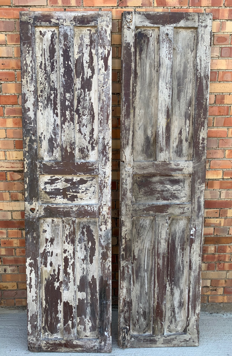 PAIR OF PAINTED AND CARVED RUSTIC DOORS