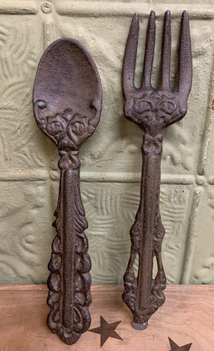 PAIR OF IRON FORK AND SPOON