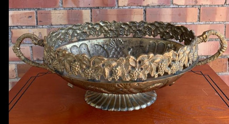 OVAL BRASS ORNATE COMPOTE