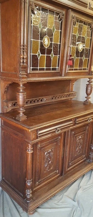HUNTBOARD BUFFET WITH GRIFFIN STAINED GLASS DOORS