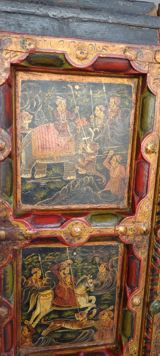 PAIR OF SCENE PAINTED TEAK DOORS FROM INDIA