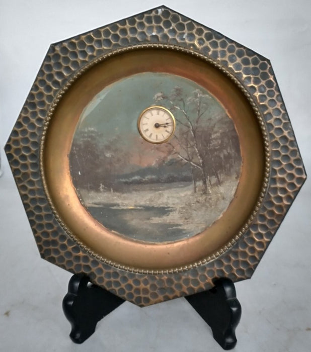 TOLE OCTAGON PLATE WITH CLOCK