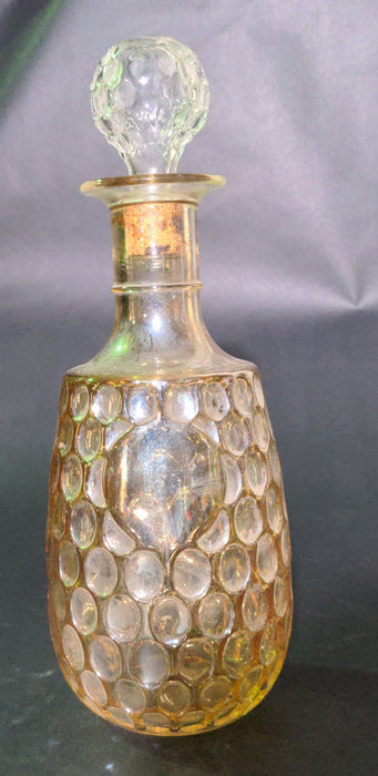 AS FOUND GLASS DECANTER WITH AMBER FINISH