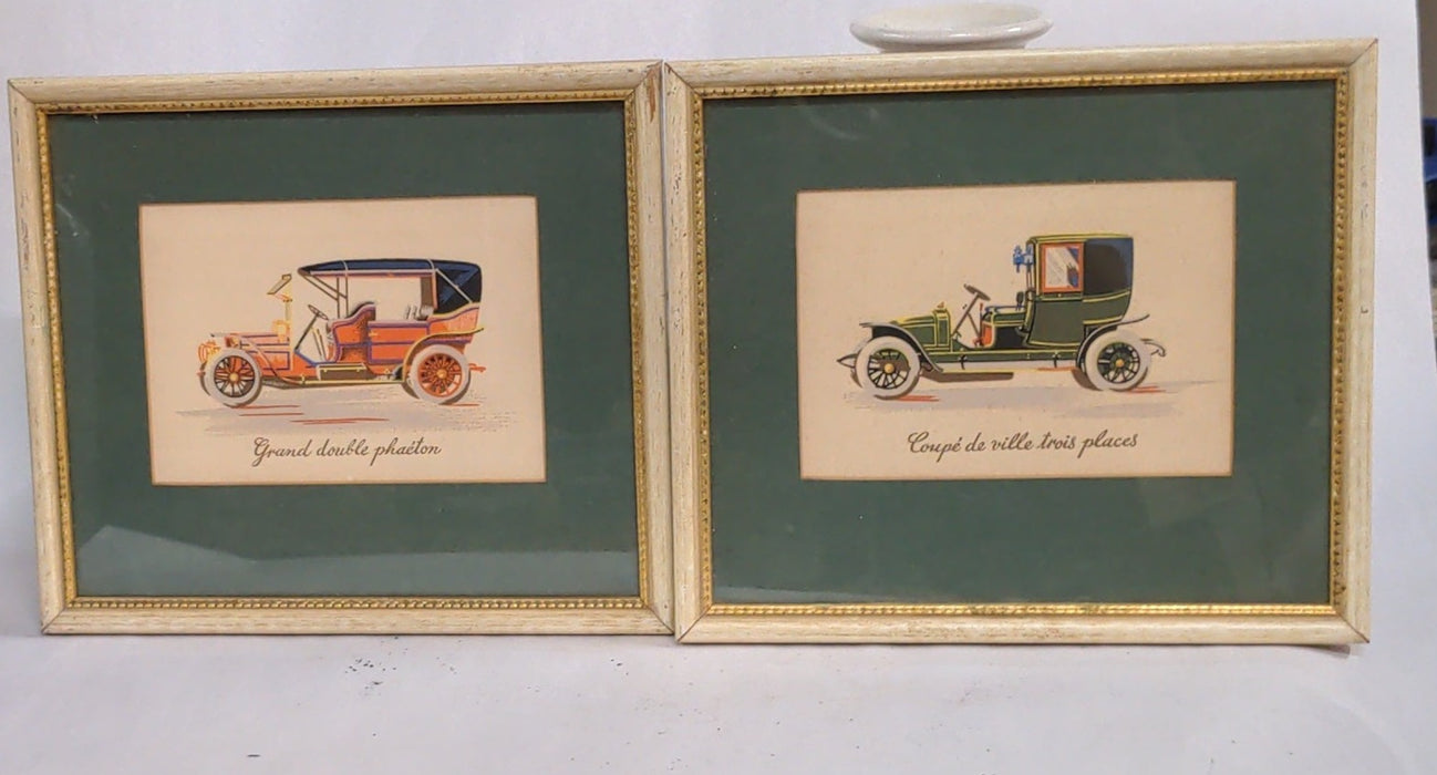 PAIR OF VINTAGE CAR PRINTS