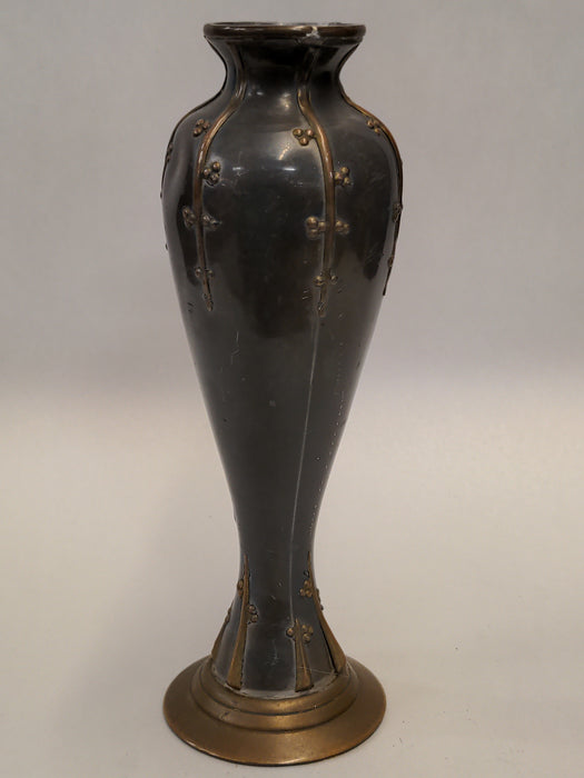SLENDER BRASS AND PEWTER VASE - AS FOUND