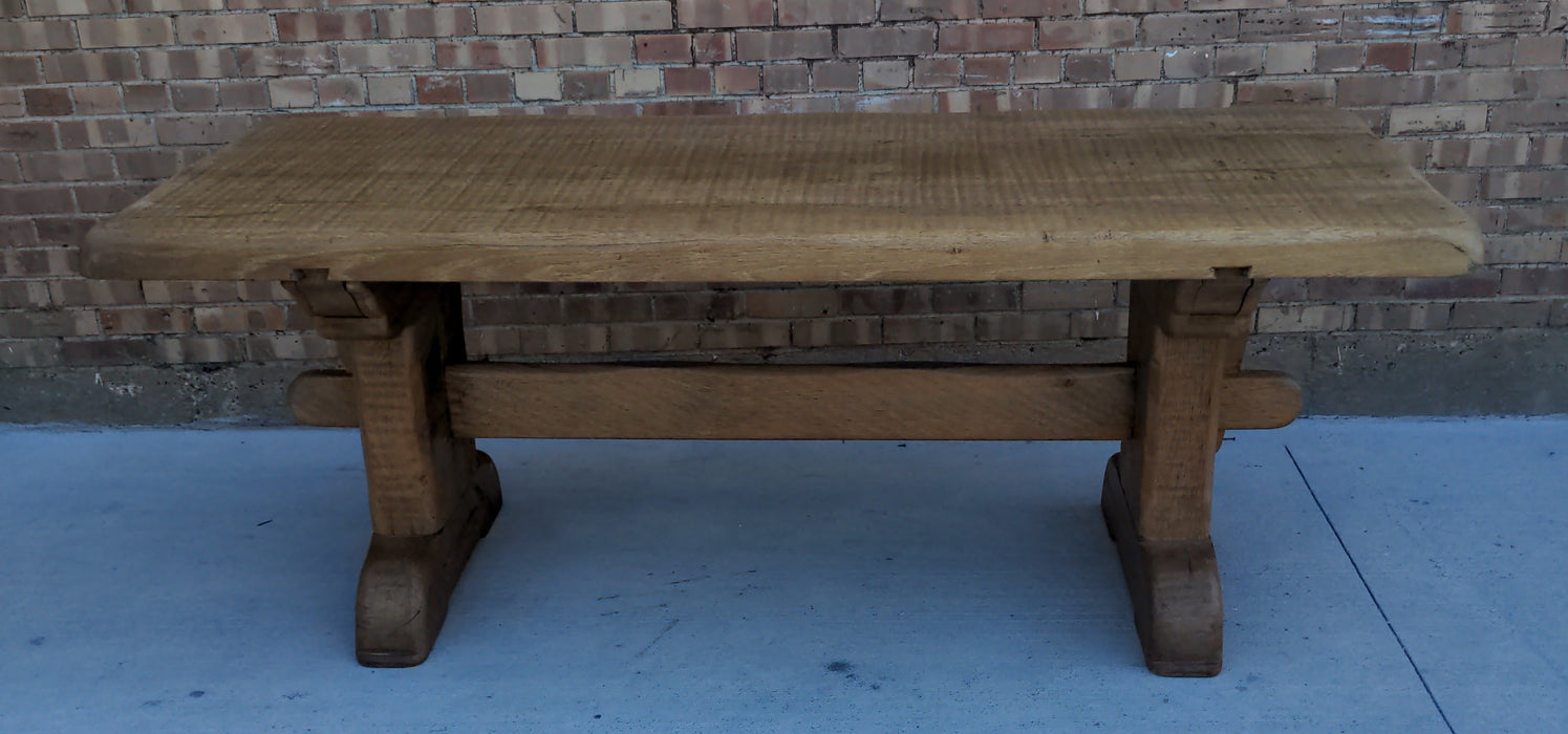 ROUGH HEWN OAK TRESTLE BASE TABLE