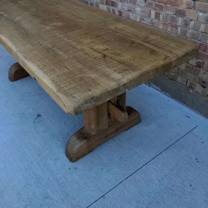 ROUGH HEWN OAK TRESTLE BASE TABLE