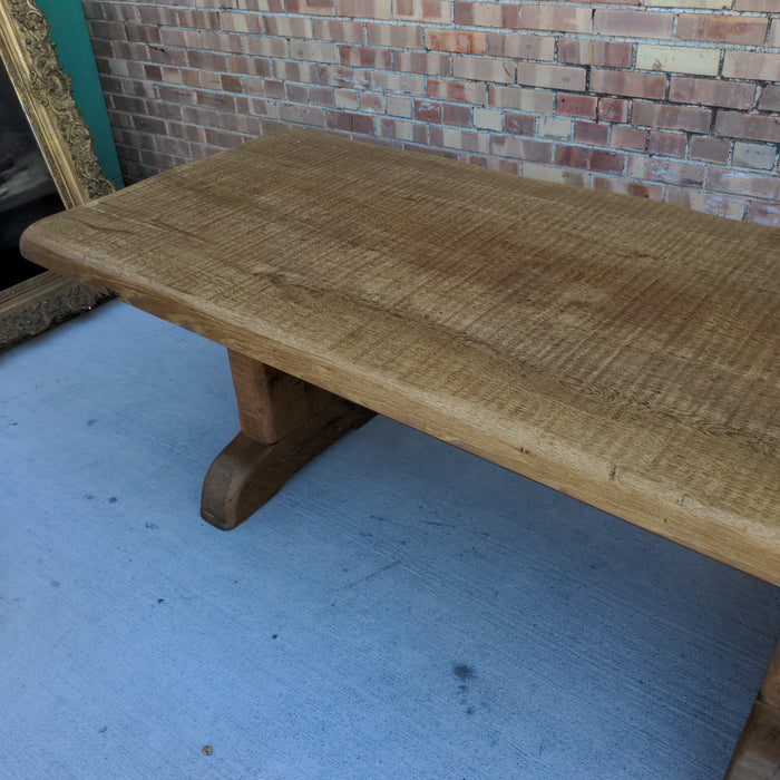 ROUGH HEWN OAK TRESTLE BASE TABLE