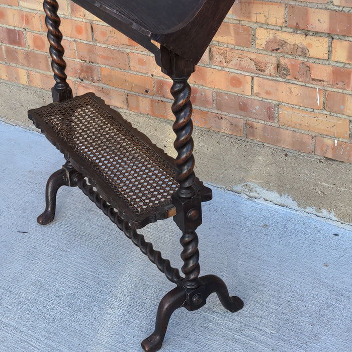 BARELY TWIST BOOK TROUGH WITH CANED SHELF