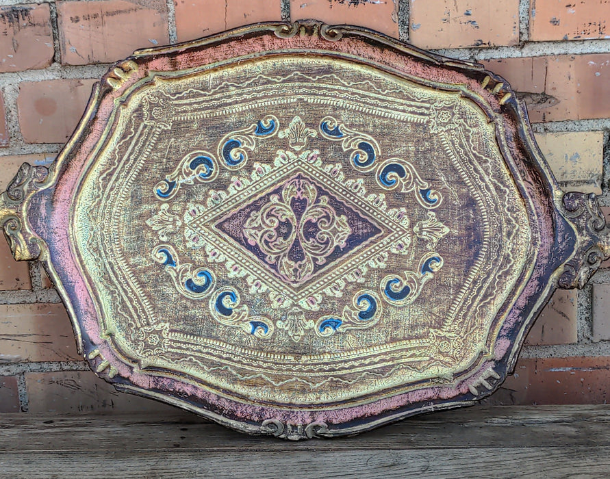 PEACH AND GOLD FLORENTINE TRAY